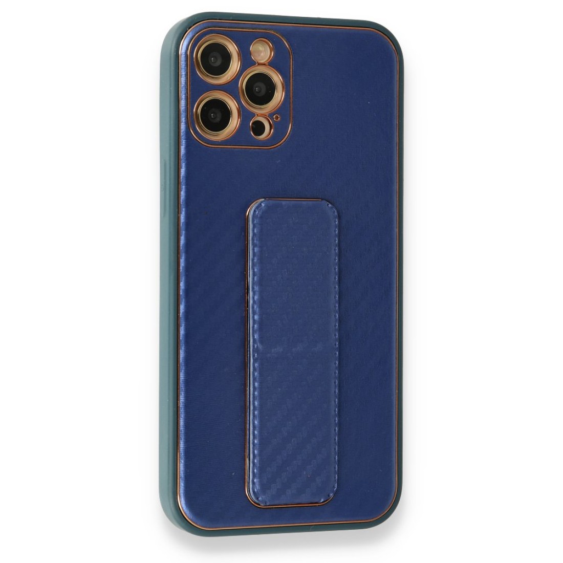 iPhone 12 Pro Kılıf Coco Karbon Standlı Kapak - Mavi iPhone 12 Pro Kılıf Coco Karbon Standlı Kapak - Mavi