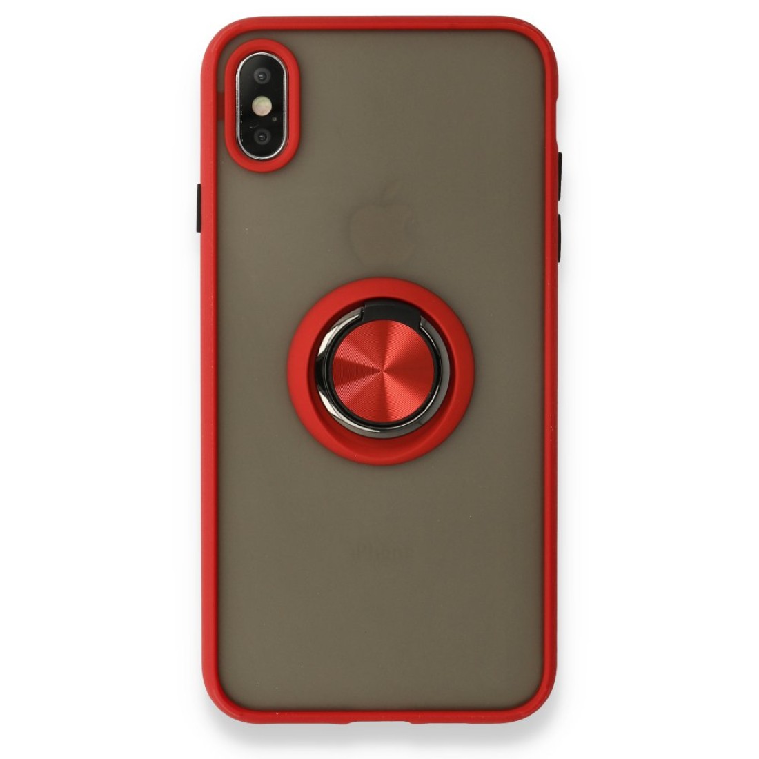  iPhone X Kılıf Montreal Yüzüklü Silikon Kapak - Kırmızı