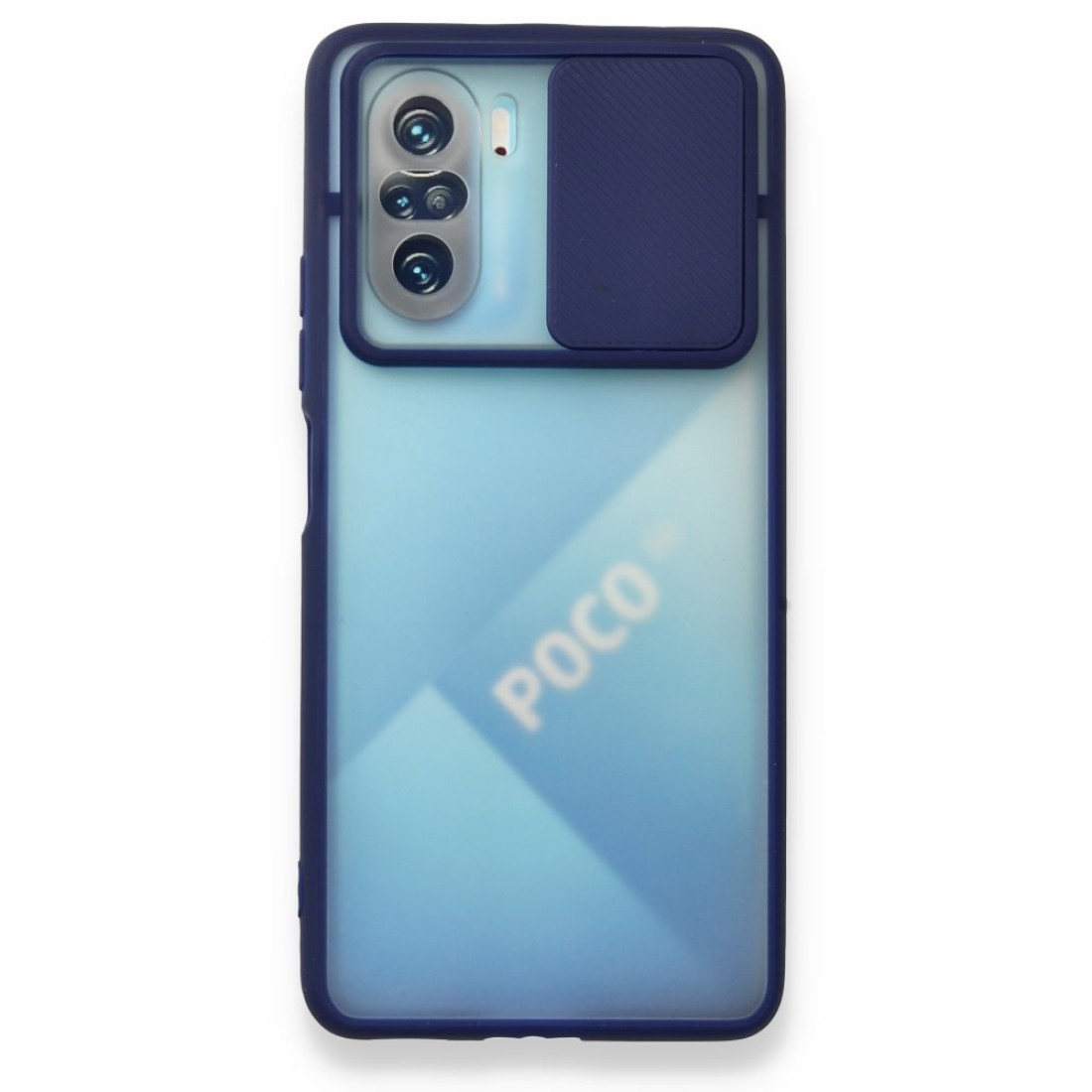  Xiaomi Redmi K40 Kılıf Palm Buzlu Kamera Sürgülü Silikon - Lacivert