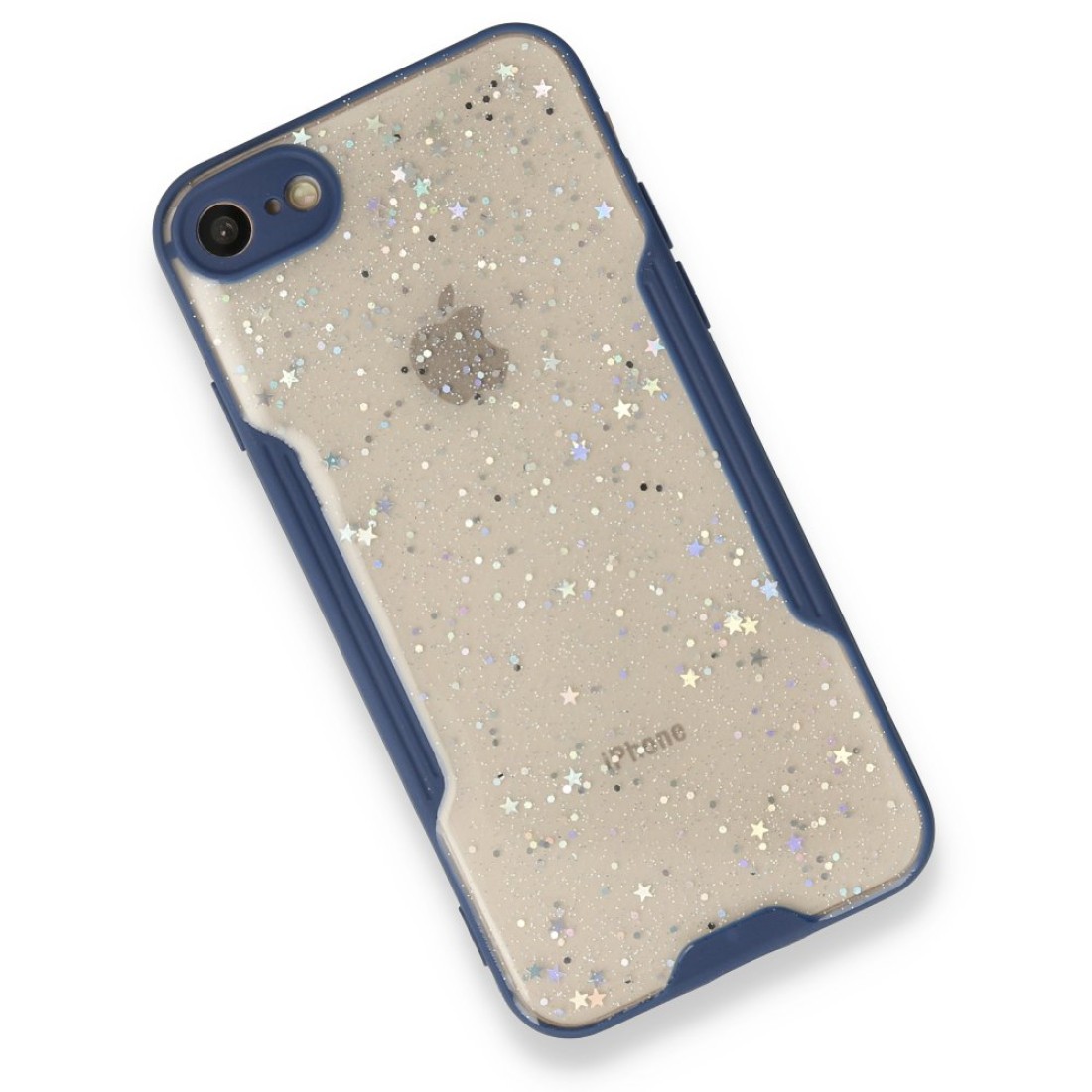 iPhone SE 2020 Kılıf Platin Simli Silikon - Lacivert iPhone SE 2020 Kılıf Platin Simli Silikon - Lacivert