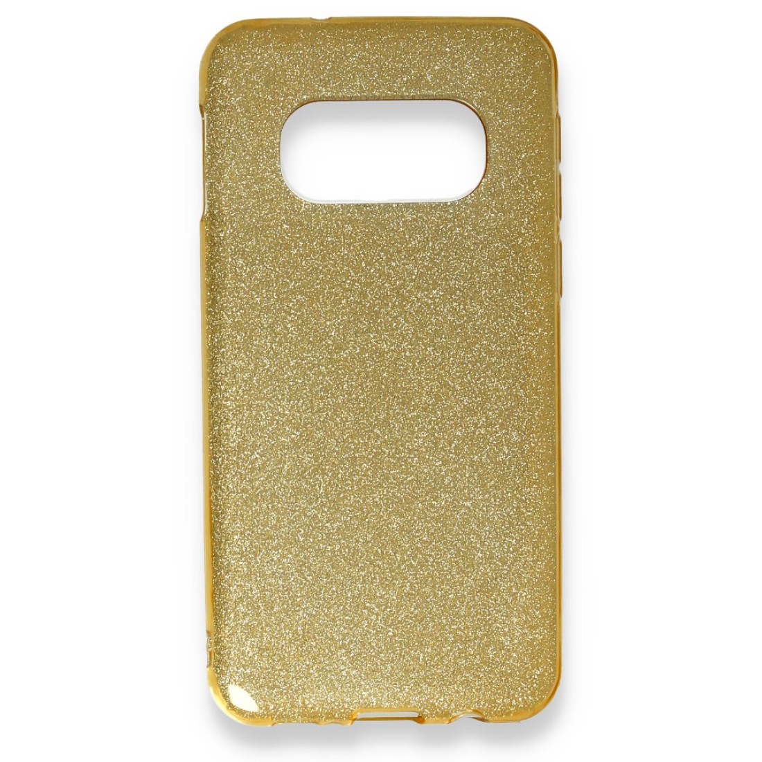  Samsung Galaxy S10E Kılıf Simli Katmanlı Silikon - Gold