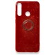  Huawei Y6P Kılıf Marble Yüzüklü Silikon - Kırmızı