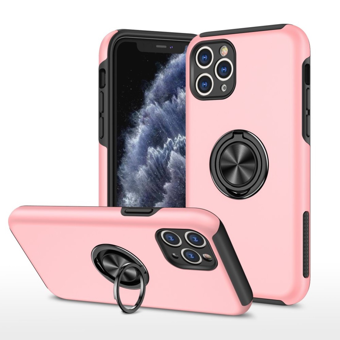  iPhone 11 Pro Kılıf Elit Yüzüklü Kapak - Pembe