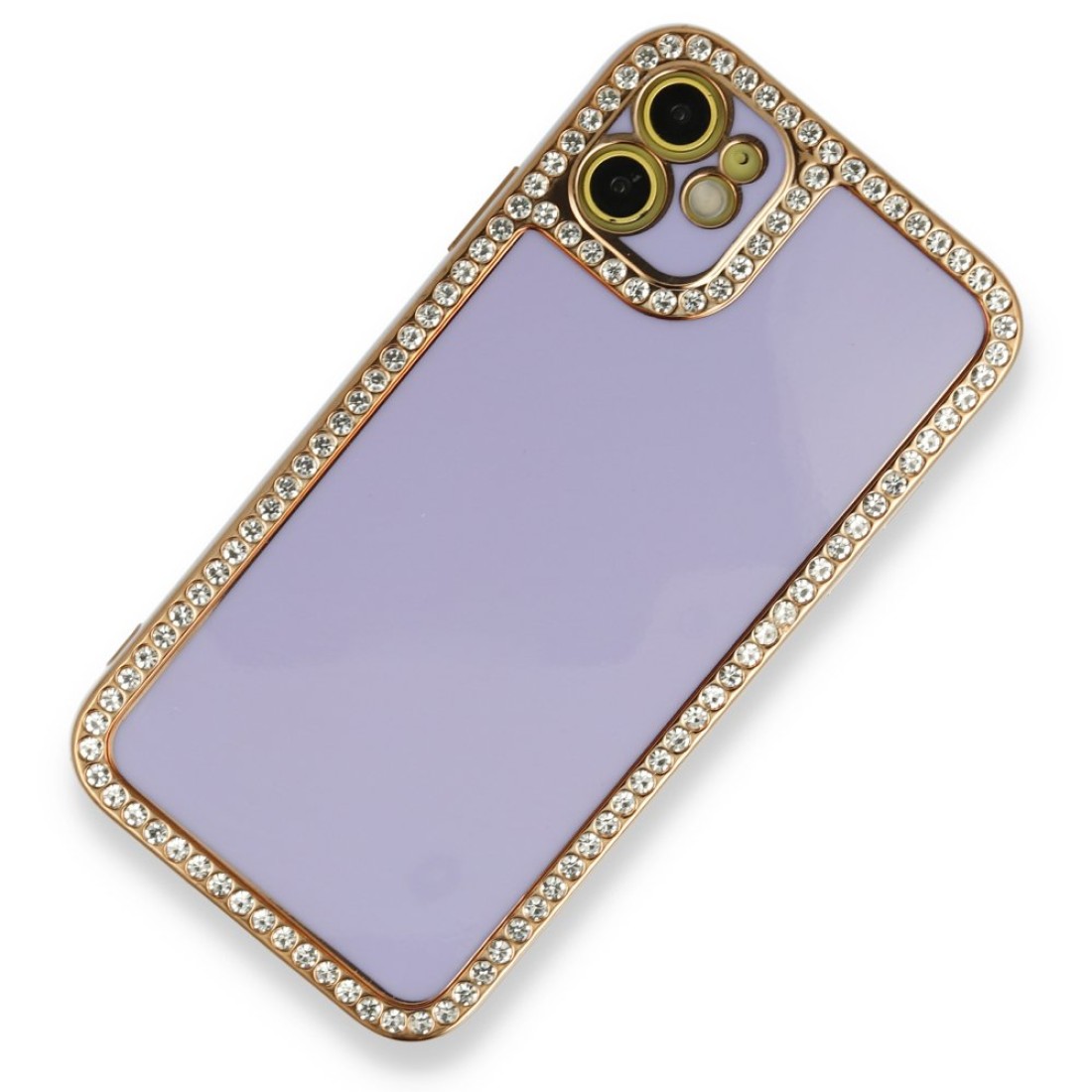  iPhone 12 Kılıf Solo Taşlı Silikon - Lila