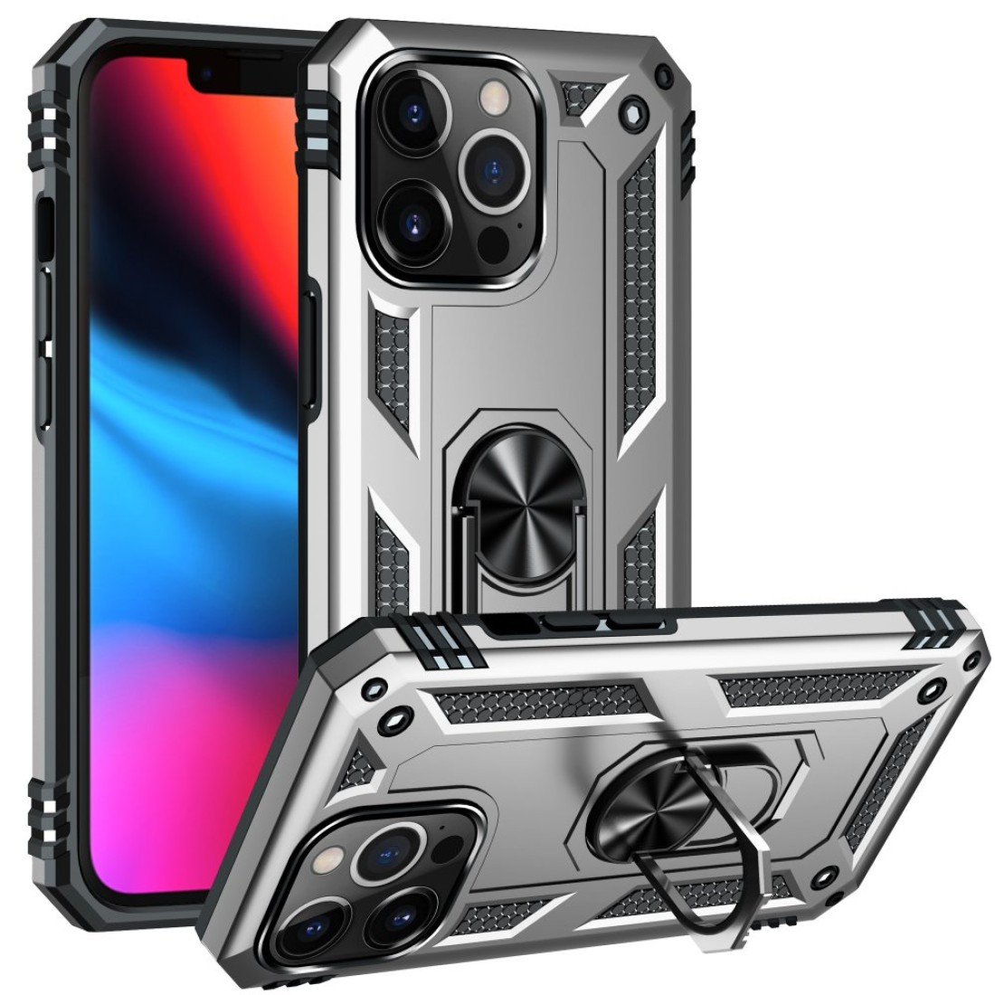 iPhone 13 Pro Max Kılıf Sofya Yüzüklü Silikon Kapak - Gümüş iPhone 13 Pro Max Kılıf Sofya Yüzüklü Silikon Kapak - Gümüş
