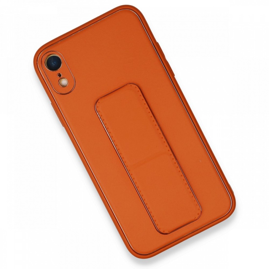  iPhone XR Kılıf Coco Deri Standlı Kapak - Turuncu