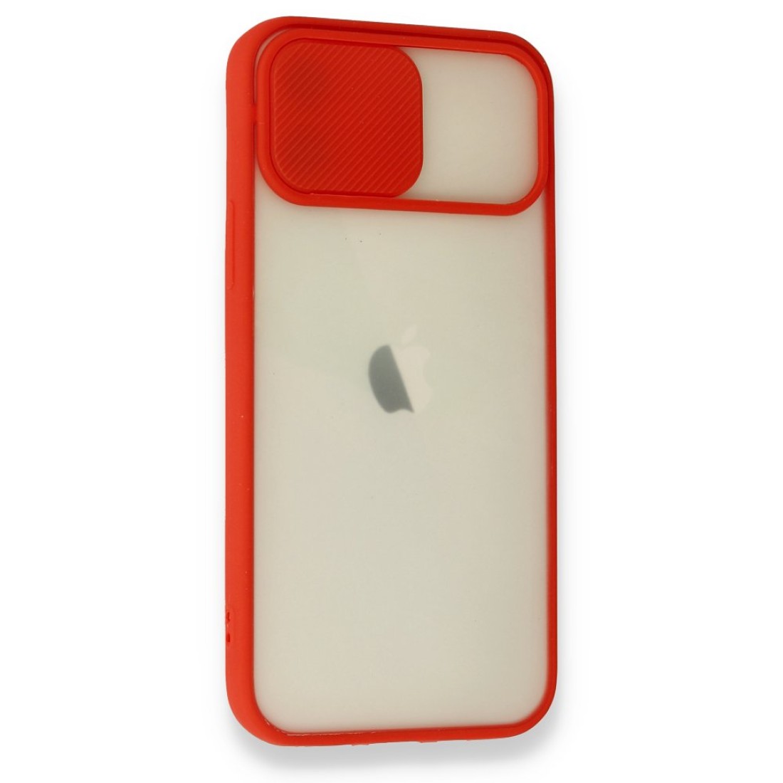  iPhone 12 Kılıf Palm Buzlu Kamera Sürgülü Silikon - Kırmızı