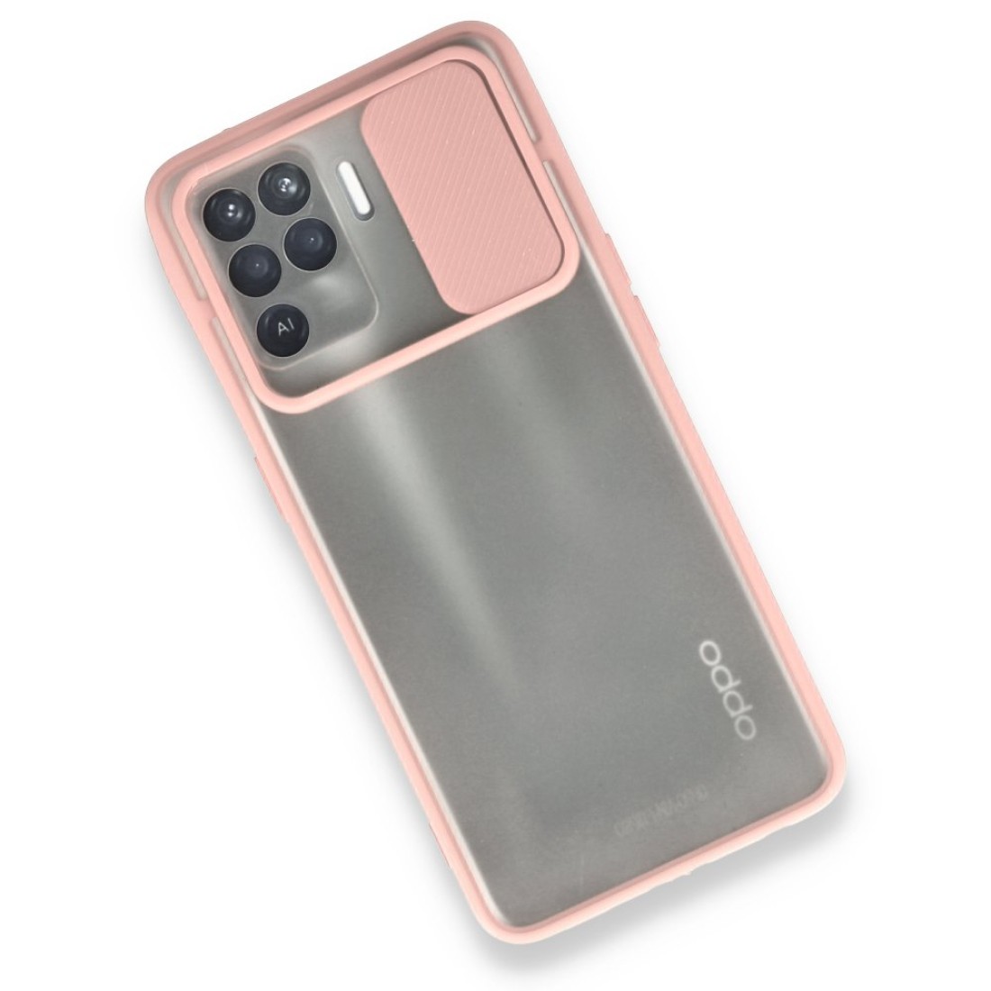 Oppo Reno 5 Lite Kılıf Palm Buzlu Kamera Sürgülü Silikon - Pembe
