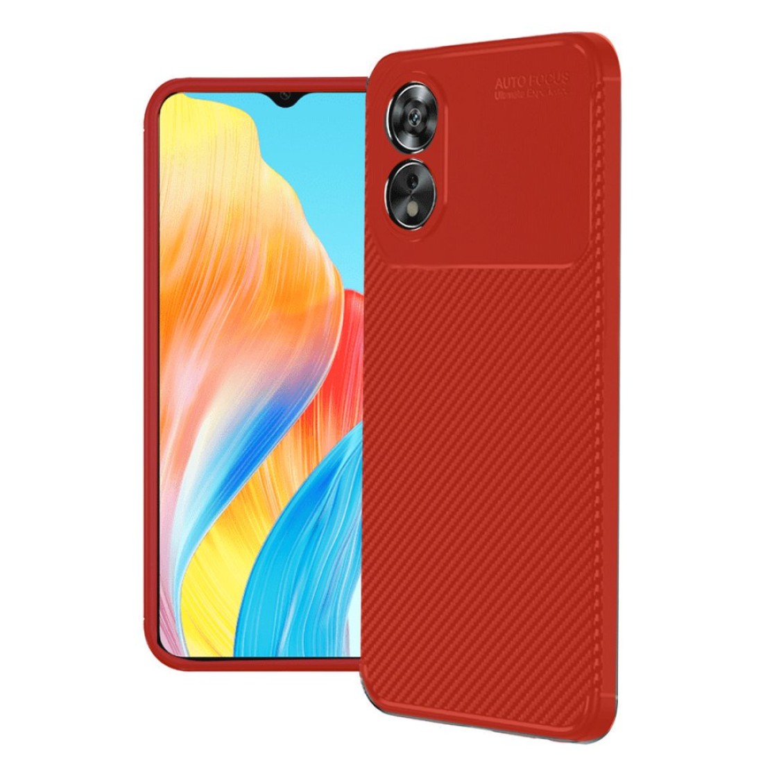  Oppo A38 Kılıf Auto Focus Karbon Kapak - Kırmızı