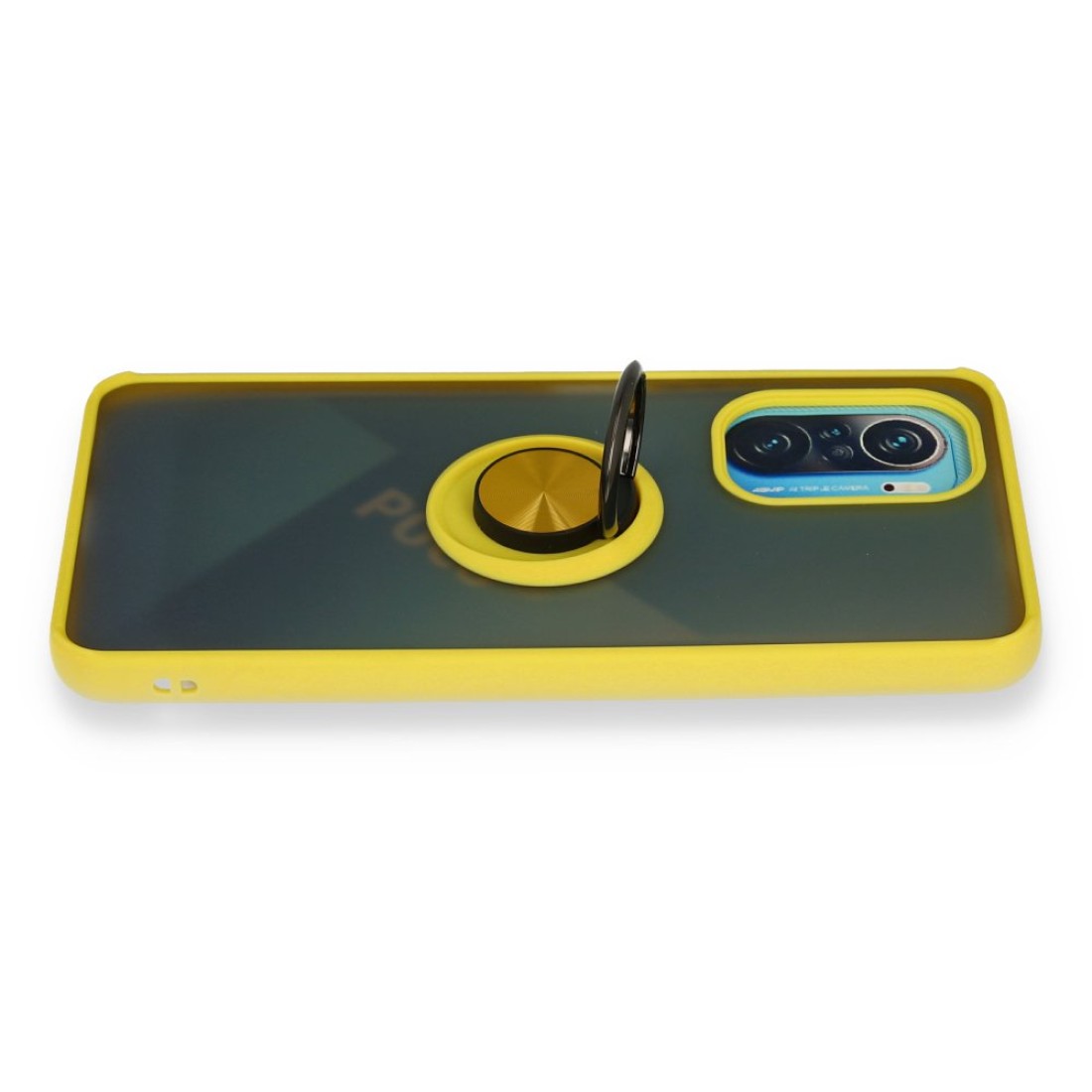 Xiaomi Redmi K40 Kılıf Montreal Yüzüklü Silikon Kapak - Sarı Xiaomi Redmi K40 Kılıf Montreal Yüzüklü Silikon Kapak - Sarı