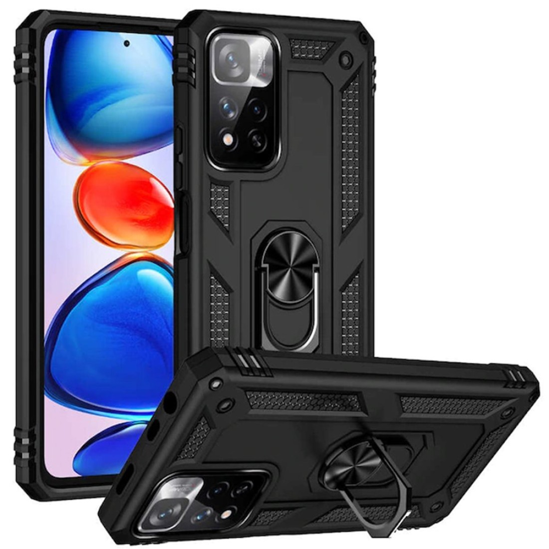  Xiaomi Redmi Note 11 Pro Plus 5G Kılıf Sofya Yüzüklü Silikon Kapak - Siyah