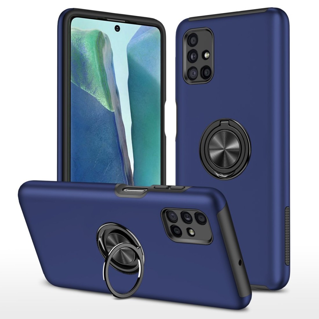  Samsung Galaxy M51 Kılıf Elit Yüzüklü Kapak - Lacivert