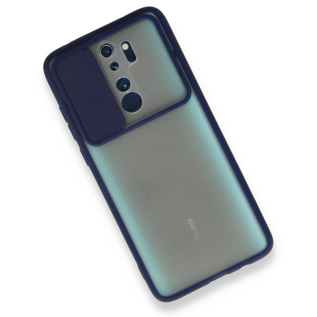  Xiaomi Redmi Note 8 Pro Kılıf Palm Buzlu Kamera Sürgülü Silikon - Lacivert