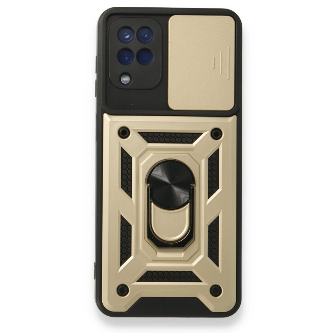  Samsung Galaxy M32 Kılıf Pars Lens Yüzüklü Silikon - Gold