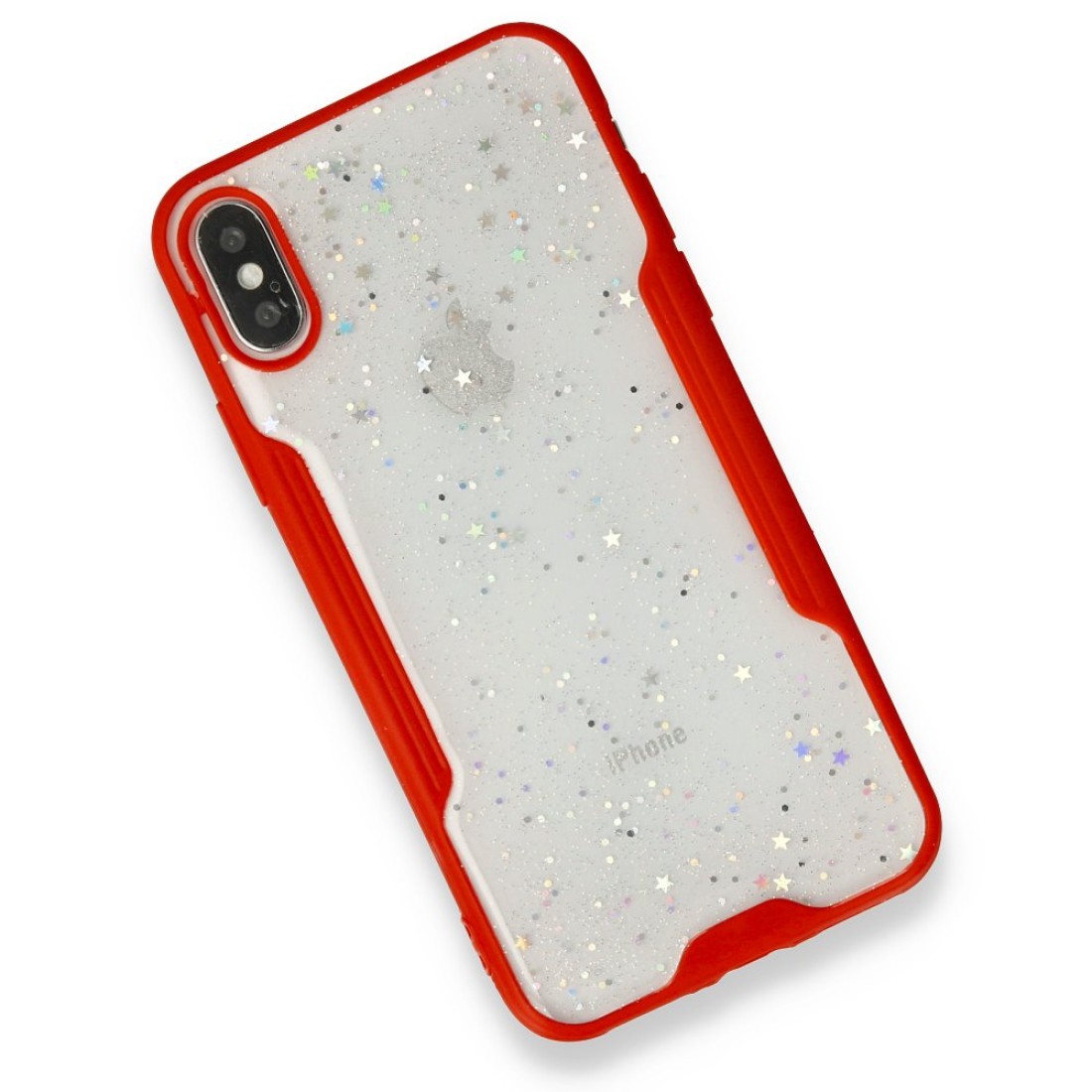 iPhone XS Max Kılıf Platin Simli Silikon - Kırmızı iPhone XS Max Kılıf Platin Simli Silikon - Kırmızı