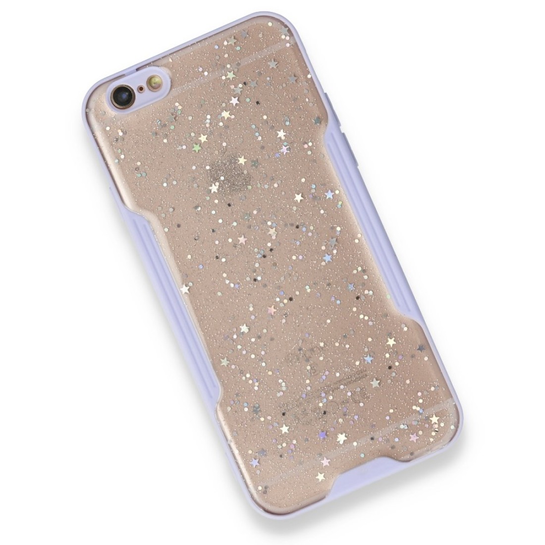  iPhone 6 Kılıf Platin Simli Silikon - Lila