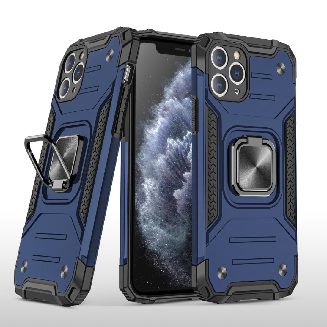  iPhone 11 Pro Kılıf Zegna Yüzüklü Silikon Kapak - Mavi
