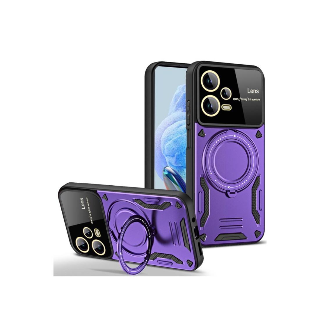  Xiaomi Redmi Note 12 Pro 5G Kılıf Joy Lens Standlı Kapak - Mor