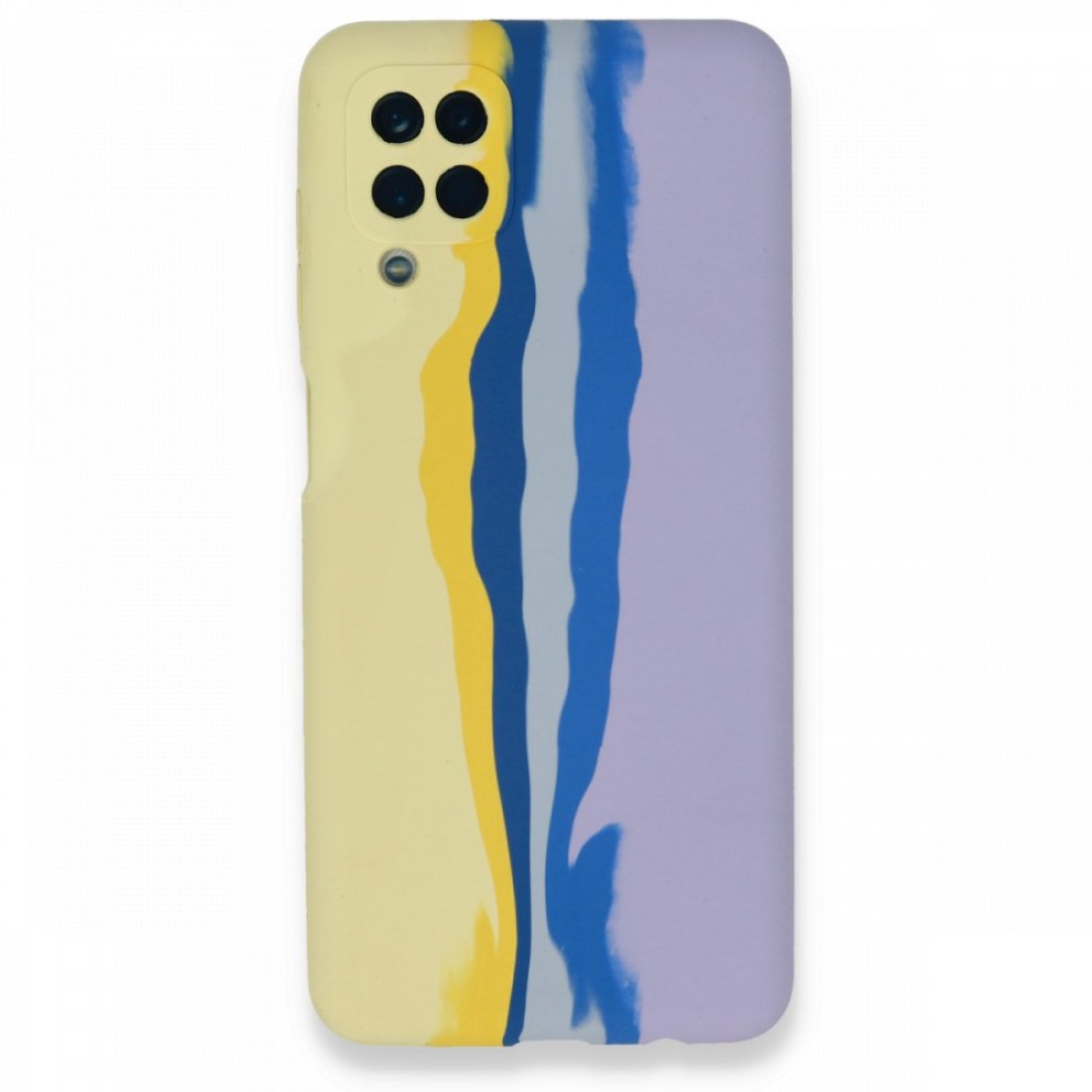  Samsung Galaxy M32 Kılıf Ebruli Lansman Silikon - Sarı-Lila