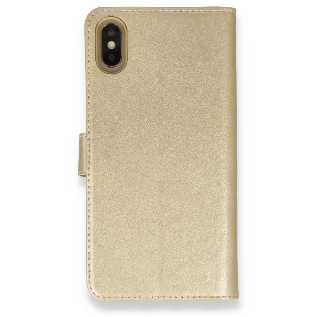  iPhone X Kılıf Trend S Plus Kapaklı Kılıf - Gold
