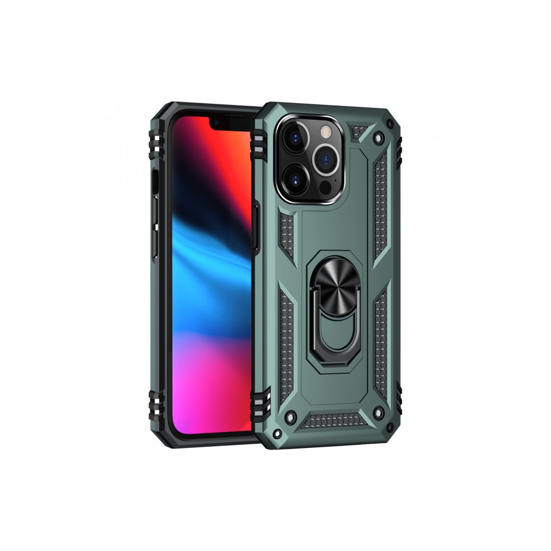  iPhone 13 Pro Max Kılıf Sofya Yüzüklü Silikon Kapak - Yeşil