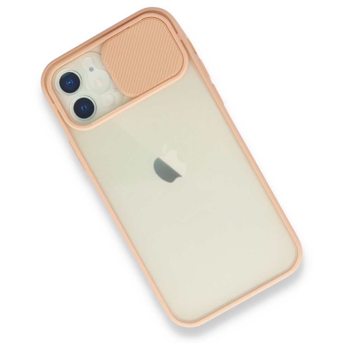  iPhone 12 Kılıf Palm Buzlu Kamera Sürgülü Silikon - Pembe