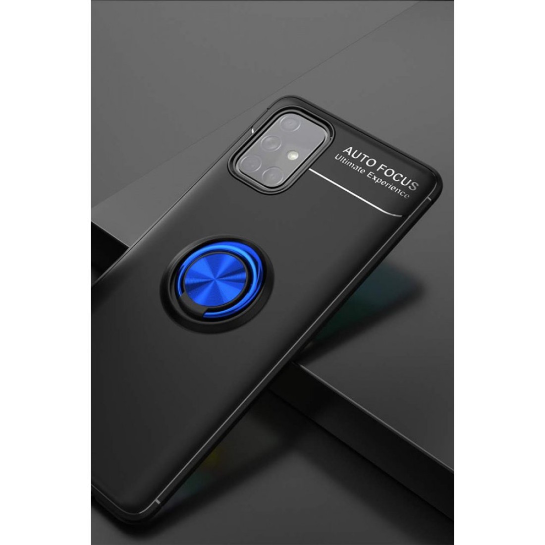 Samsung Galaxy A71 Kılıf Range Yüzüklü Silikon - Siyah-Mavi Samsung Galaxy A71 Kılıf Range Yüzüklü Silikon - Siyah-Mavi