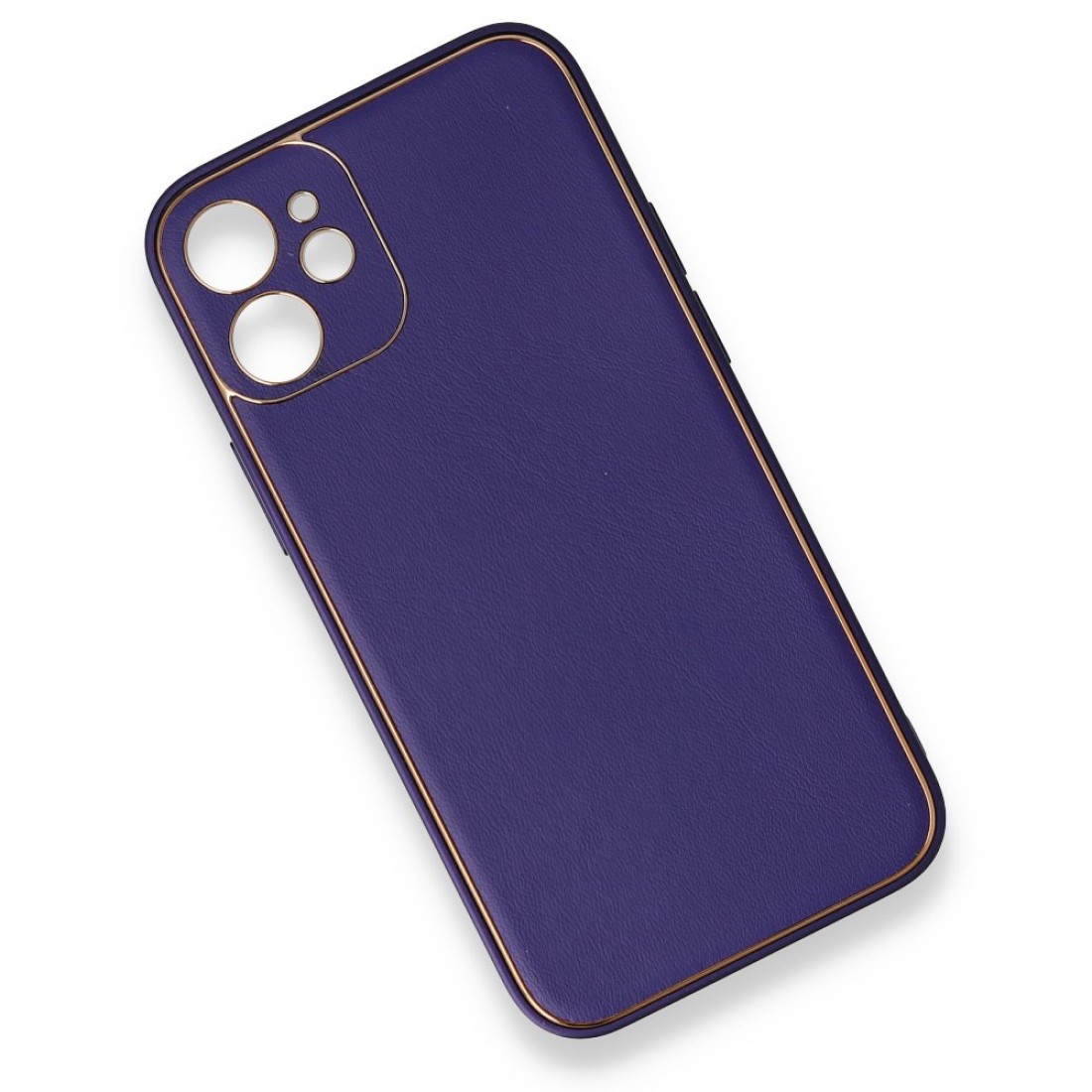 iPhone 12 Mini Kılıf Coco Deri Silikon Kapak - Mor iPhone 12 Mini Kılıf Coco Deri Silikon Kapak - Mor