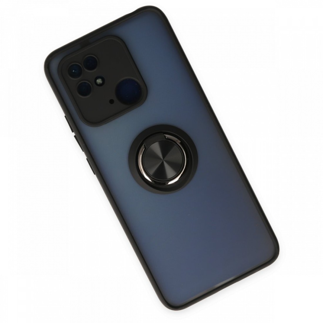  Xiaomi Redmi 10C Kılıf Montreal Yüzüklü Silikon Kapak - Siyah