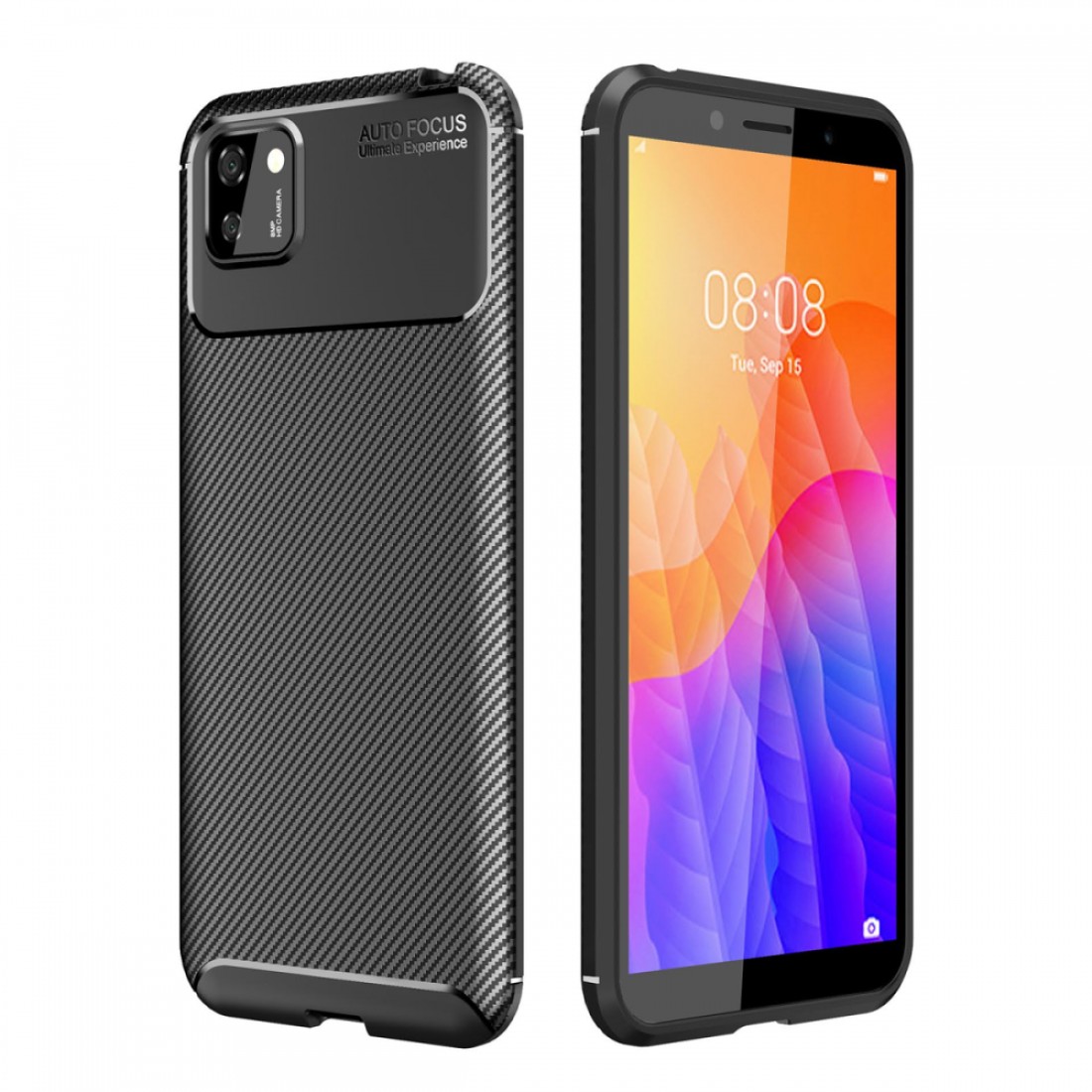  Huawei Y5P Kılıf Auto Focus Karbon Kapak - Siyah