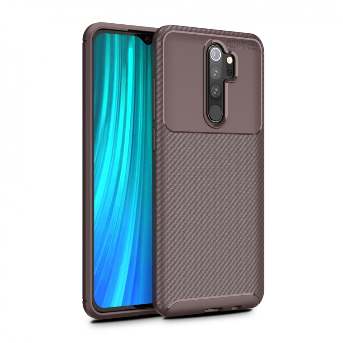  Xiaomi Redmi Note 8 Pro Kılıf Auto Focus Karbon Kapak - Kahverengi