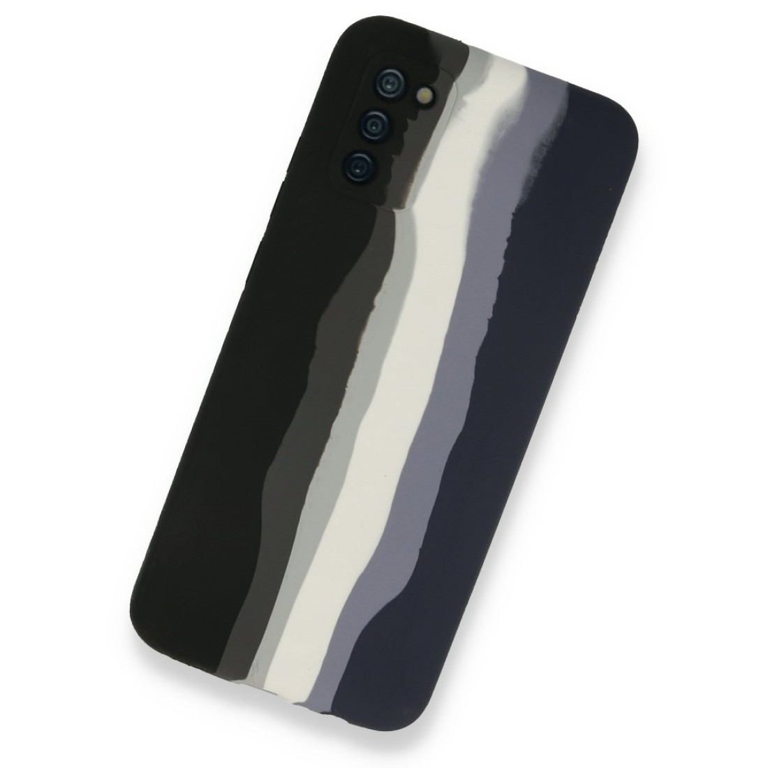  Samsung Galaxy A03S Kılıf Ebruli Lansman Silikon - Siyah-Lacivert