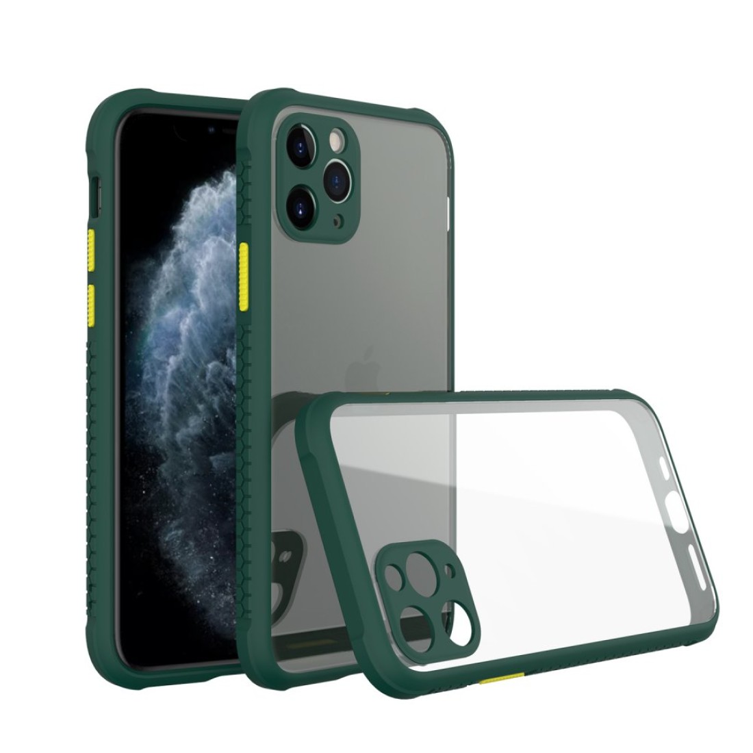  iPhone 11 Pro Kılıf Miami Şeffaf Silikon - Koyu Yeşil