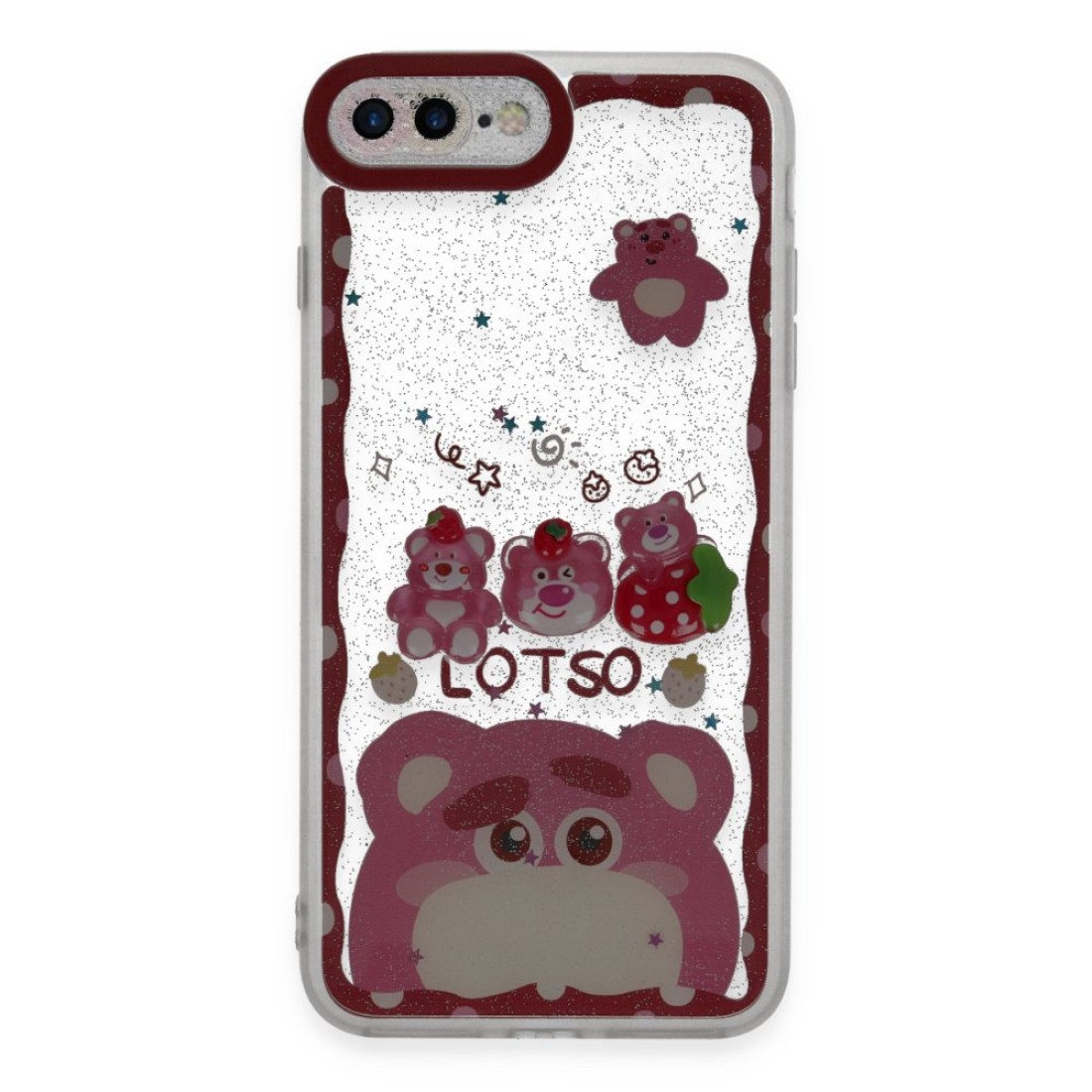  iPhone 7 Plus Kılıf Sweet Desenli Silikon Kapak - Pembe