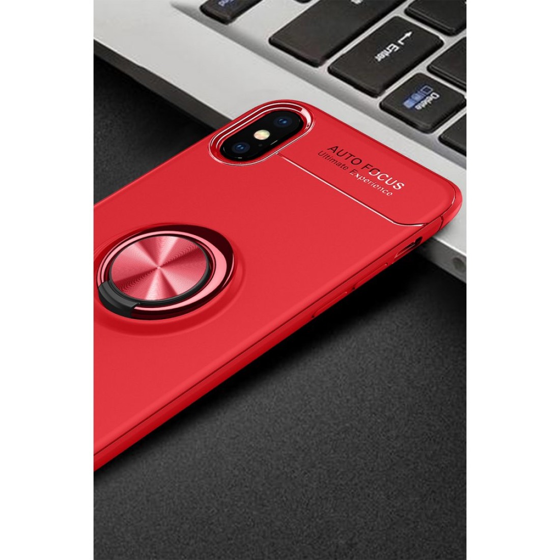 iPhone X Kılıf Range Yüzüklü Silikon - Kırmızı iPhone X Kılıf Range Yüzüklü Silikon - Kırmızı