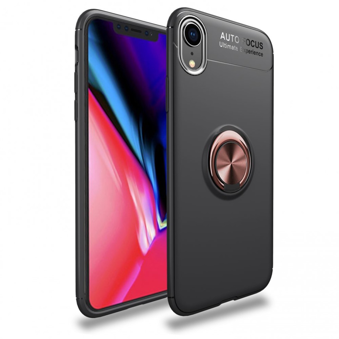  iPhone XR Kılıf Range Yüzüklü Silikon - Siyah-Gold