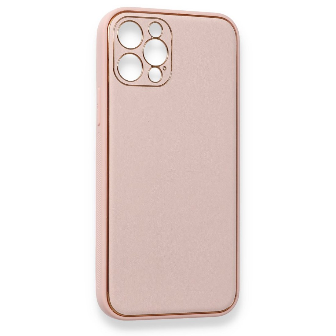 iPhone 12 Pro Kılıf Coco Deri Silikon Kapak - Pembe iPhone 12 Pro Kılıf Coco Deri Silikon Kapak - Pembe