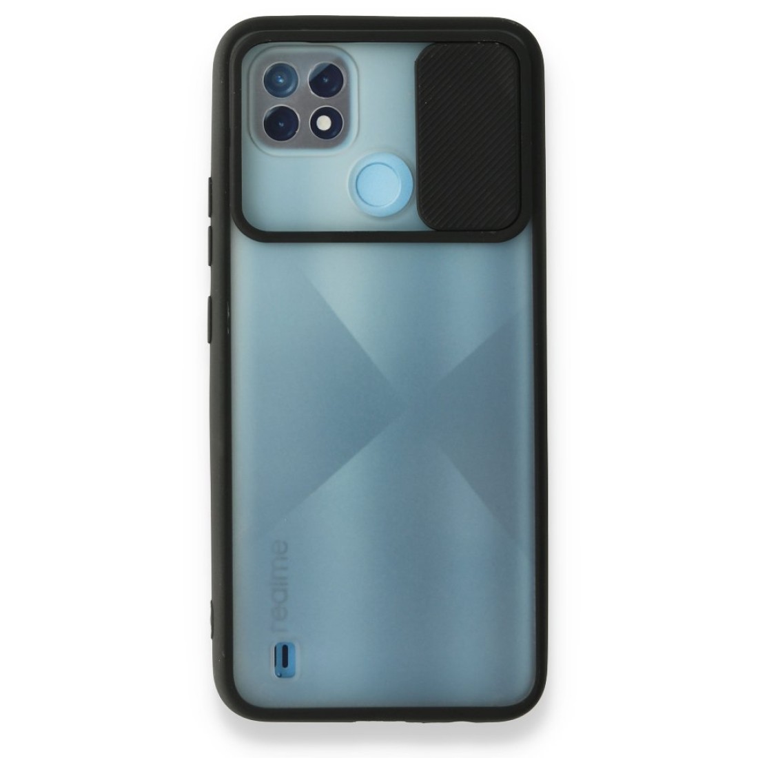  Realme C21 Kılıf Palm Buzlu Kamera Sürgülü Silikon - Siyah