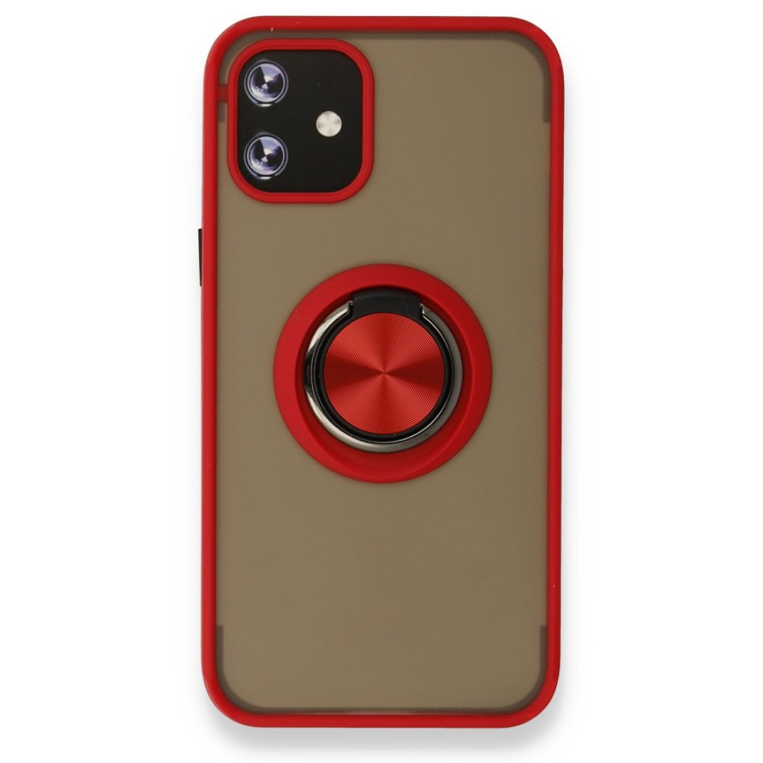  iPhone 12 Mini Kılıf Montreal Yüzüklü Silikon Kapak - Kırmızı