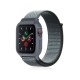  Apple Watch 38mm Hasırlı Cırtcırtlı Kasalı Kordon - Gri-Turkuaz