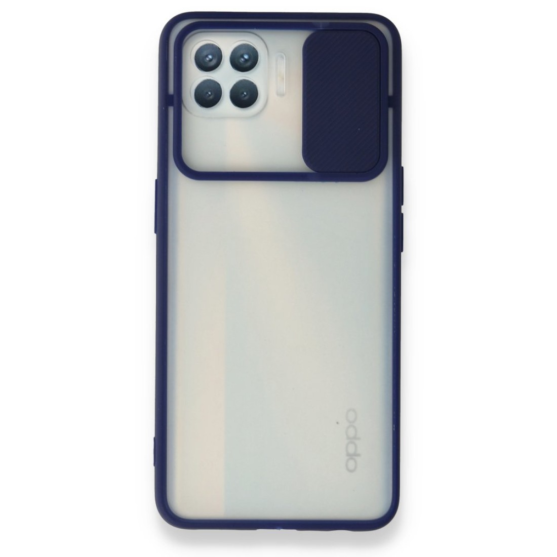  Oppo Reno 4 Lite Kılıf Palm Buzlu Kamera Sürgülü Silikon - Lacivert