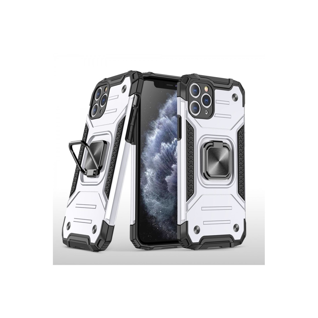  iPhone 11 Pro Kılıf Zegna Yüzüklü Silikon Kapak - Gümüş