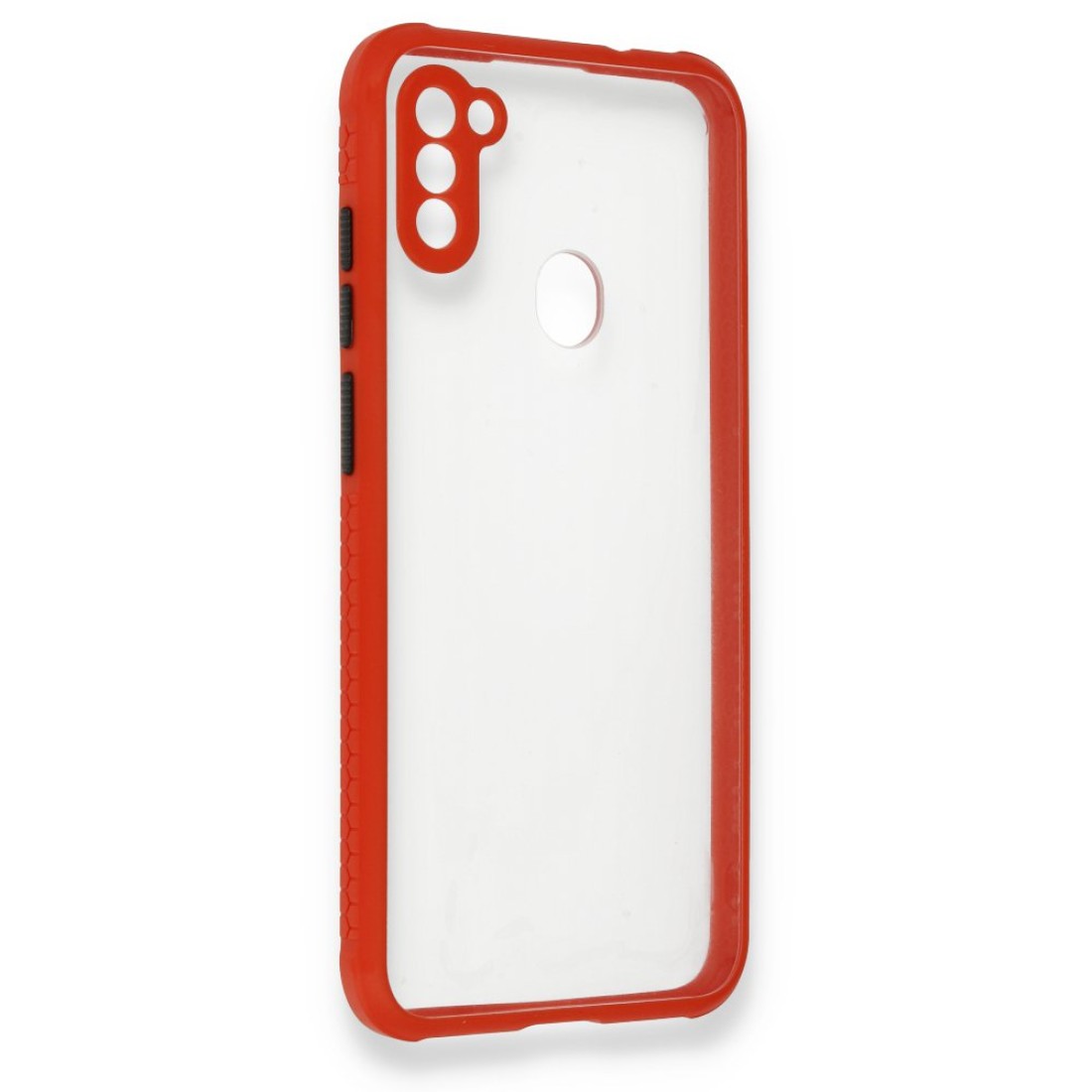  Samsung Galaxy M11 Kılıf Miami Şeffaf Silikon - Kırmızı