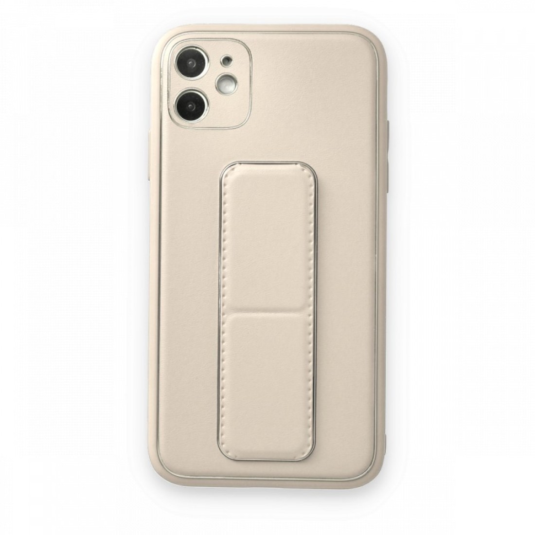  iPhone 12 Kılıf Coco Deri Standlı Kapak - Beyaz