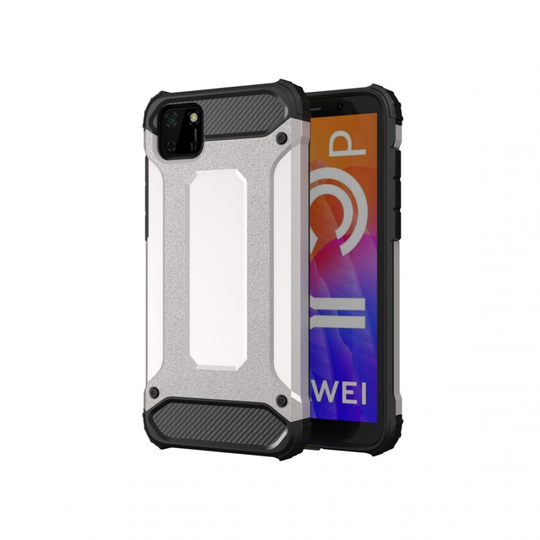  Huawei Y5P Kılıf Tank Silikon Kapak - Gümüş