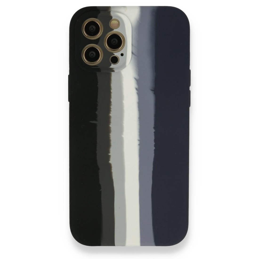  iPhone 12 Pro Kılıf Ebruli Lansman Silikon - Siyah-Lacivert