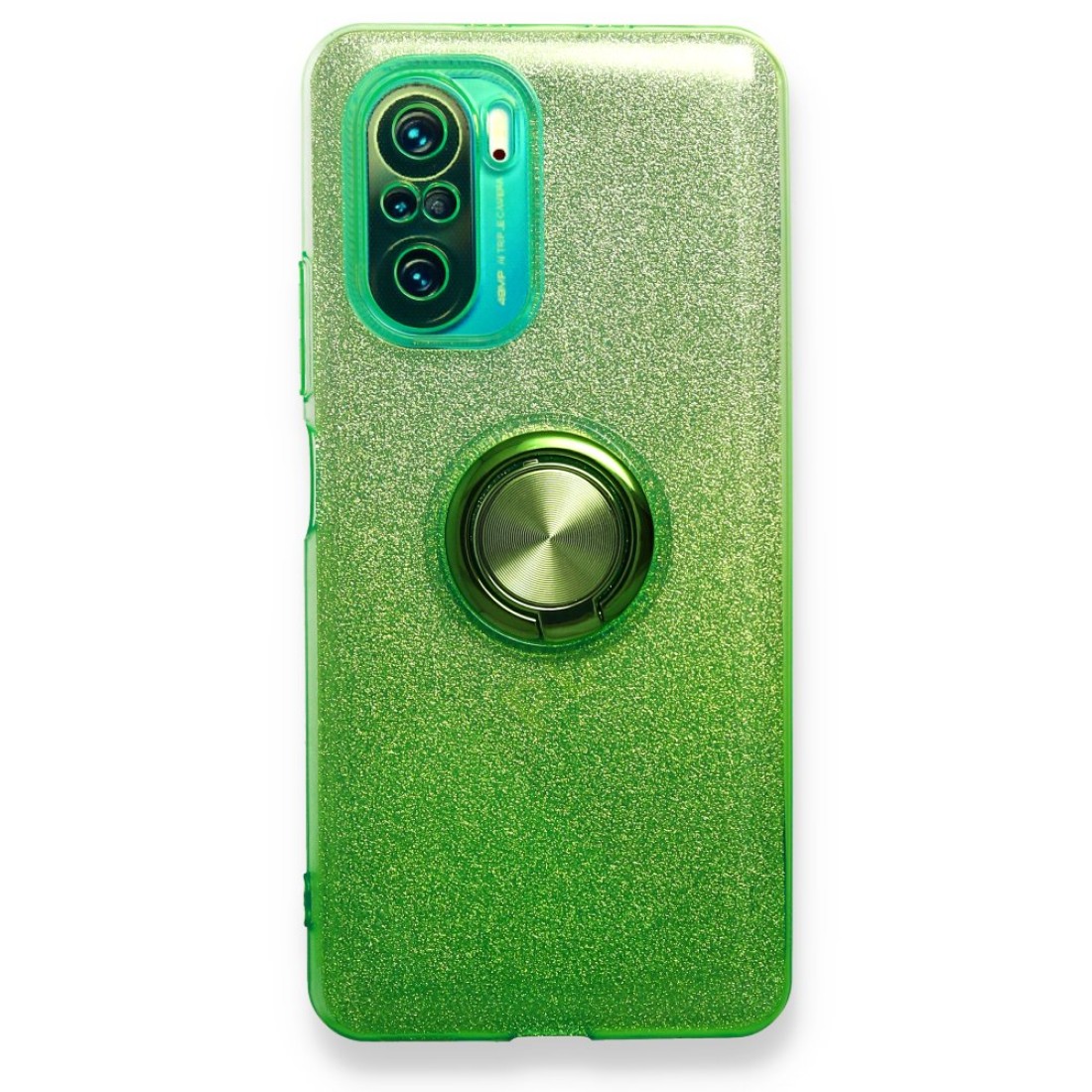  Xiaomi Redmi K40 Kılıf Simli Yüzüklü Silikon - Yeşil