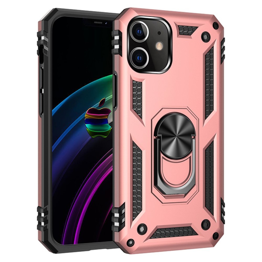  iPhone 12 Mini Kılıf Sofya Yüzüklü Silikon Kapak - Rose