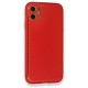 iPhone 12 Kılıf Coco Karbon Silikon - Kırmızı iPhone 12 Kılıf Coco Karbon Silikon - Kırmızı