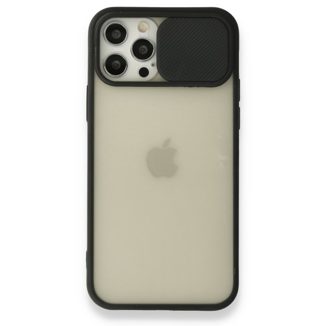  iPhone 12 Pro Kılıf Palm Buzlu Kamera Sürgülü Silikon - Siyah
